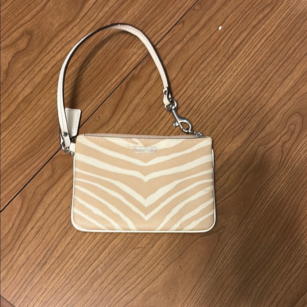 Calvin Klein Beige Zebra Print Wristlet